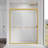 Sliding Shower Glass Door 56-60 In. W X 72 In. H, Adjustable Semi Frameless Shower Door, Certified Thick Clear Clear Tempered Glass, 304 Stainless Steel Handles,Brushed Gold-119869692