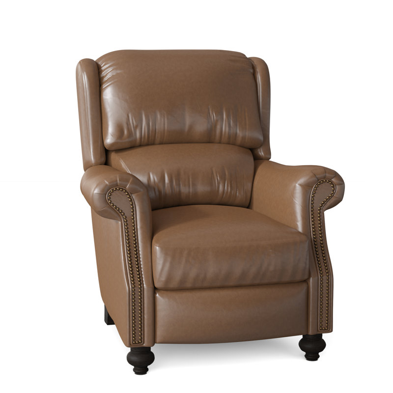 Bancroft Recliner, Aline Fumo Genuine Leather, Cobblestone, French Natural