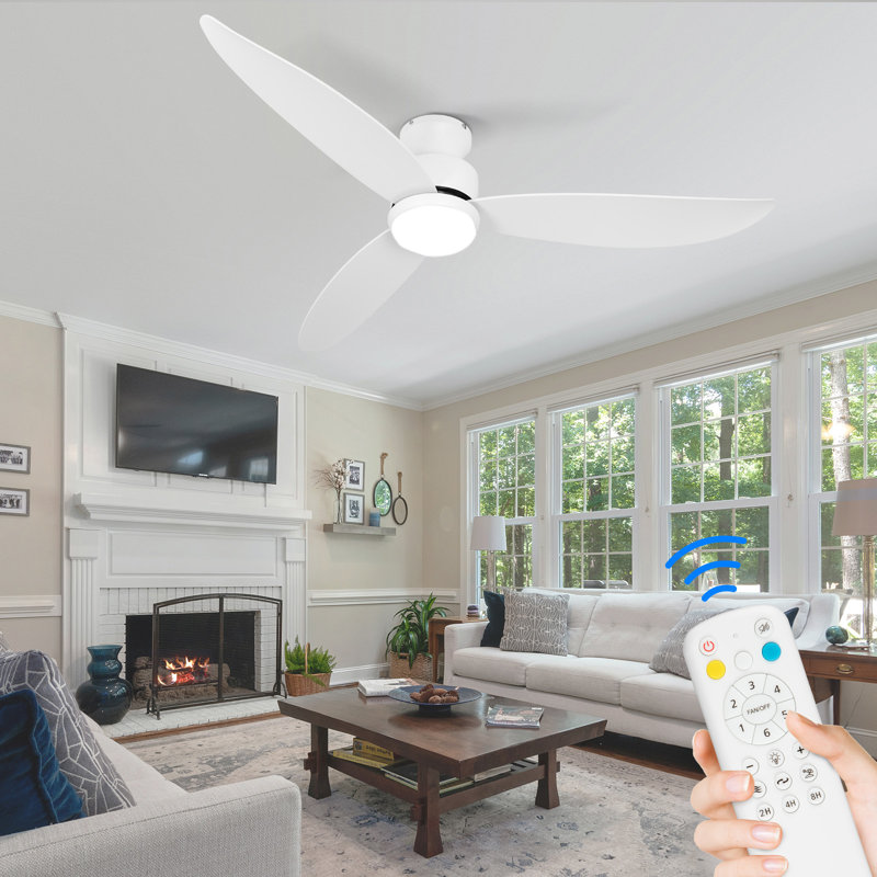 Ventilateur de plafond d'intérieur à DEL 52 po avec 1 lumière et télécommande, Blanc