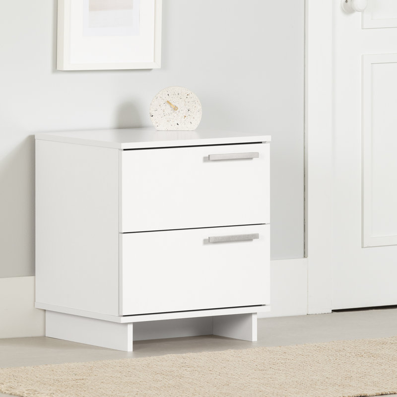 Pure White Scandinavian 2-Drawer Nightstand