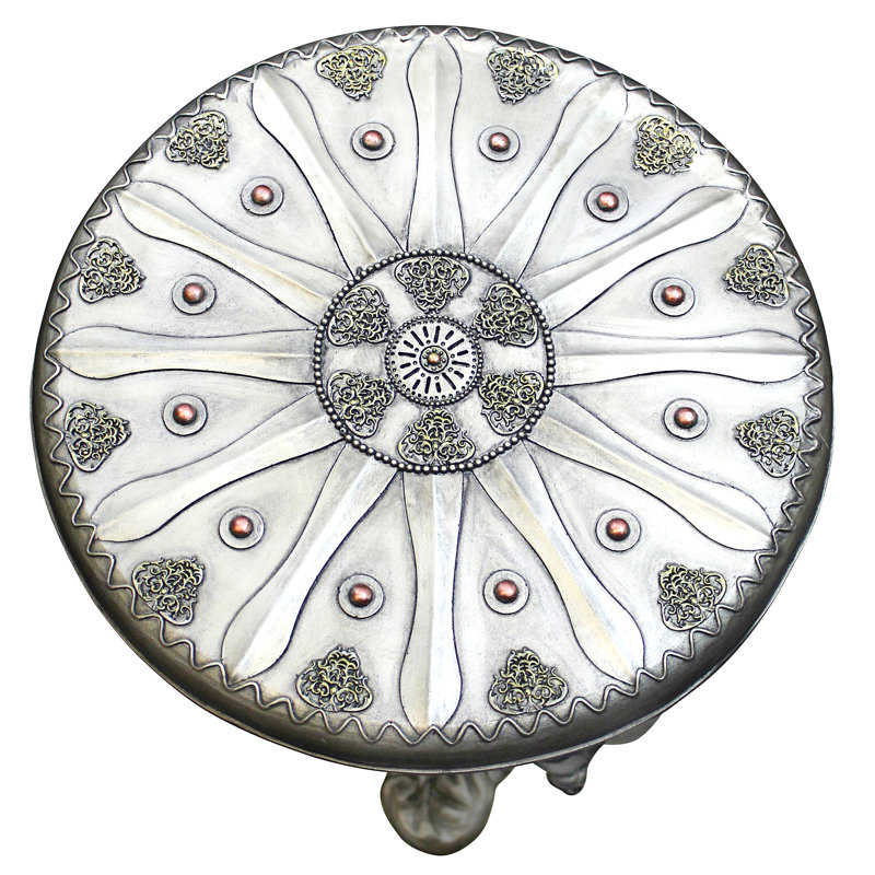 Medieval Pewter Knight Sculptural Round Metal Side Table