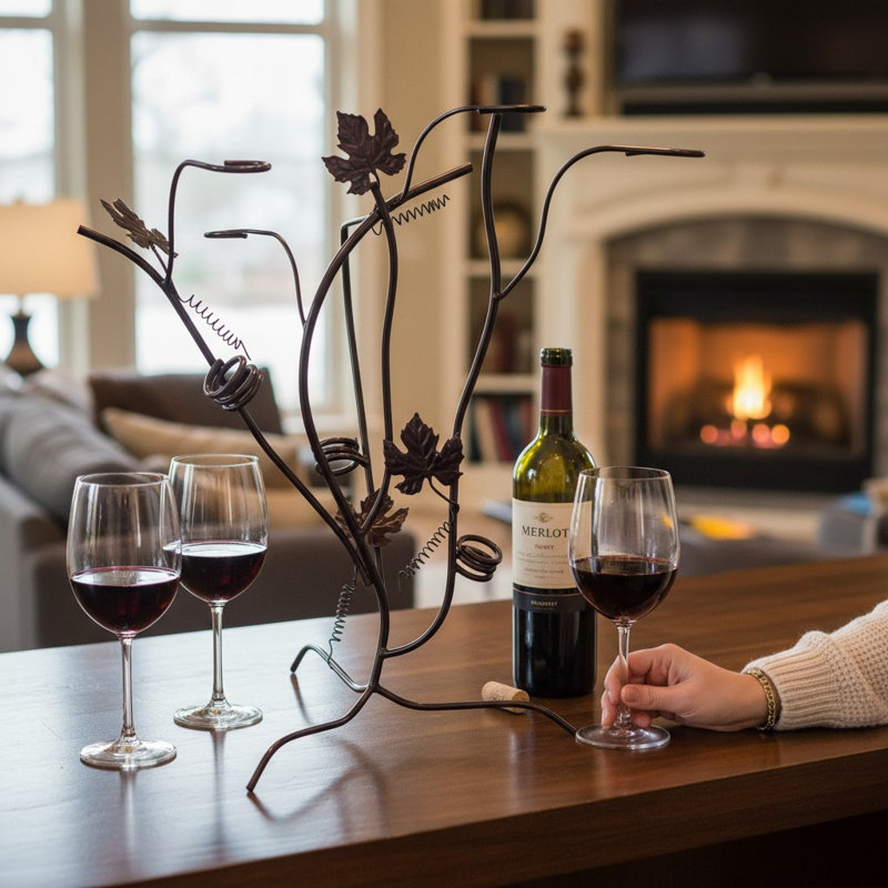 Support pour bouteille et verre, Merlot