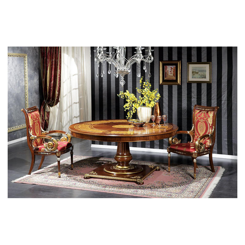 Rosewood Solid Wood Pedestal Dining Table, 31" H x 79" W x 79" D