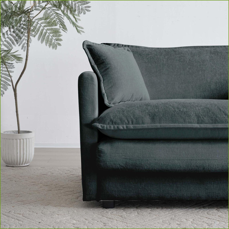 Canapé modulaire modulaire en L avec repose-pieds réversible pour le salon | Chenille gris ardoise