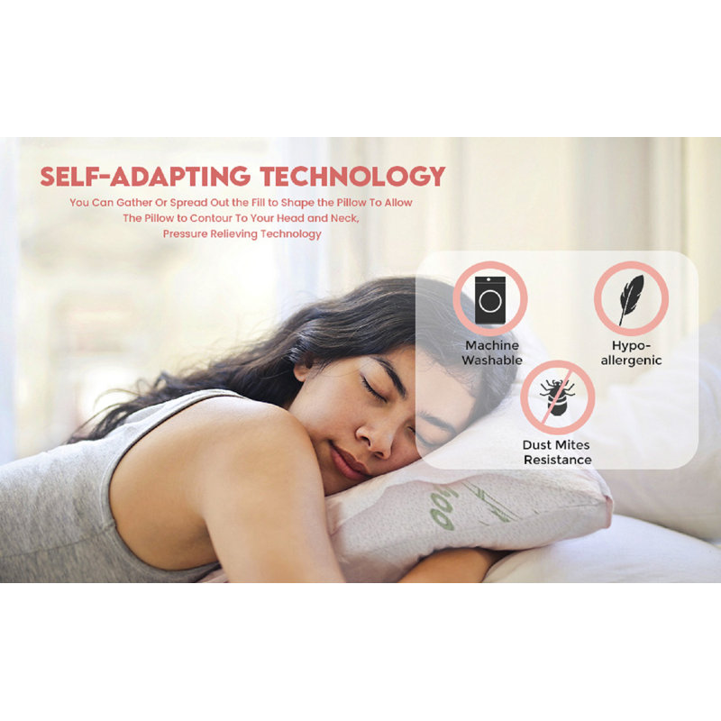  Shredded Memory Foam Rayon from Bamboo Medium Support Pillow, Queen