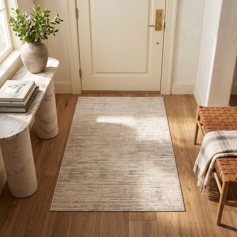 Tapis de couloir intérieur moderne, beige crème., Tapis de couloir 2 pi 3 po x 5 pi 1 po