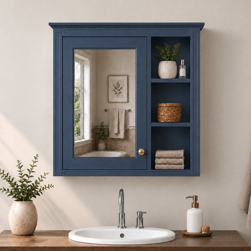Armoire à pharmacie rectangulaire avec panneau de fibres à densité moyenne H 28 po x H 30 po LuxuryCore, Dark Blue