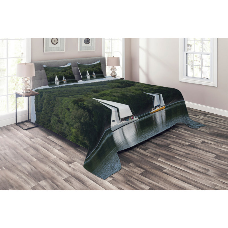 Rustic Polyester Coverlet, King Bedspread + 2 Shams