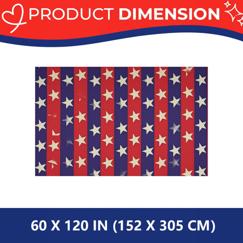 Housse pour table rectangulaire rouge et bleu à rayures verticales Star Memorial Day 60 x 120 po avec bords festonnés