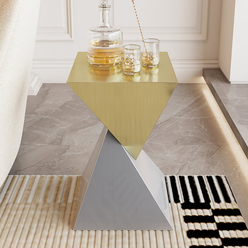 Table d'appoint abstraite moderne en acier inoxydable
