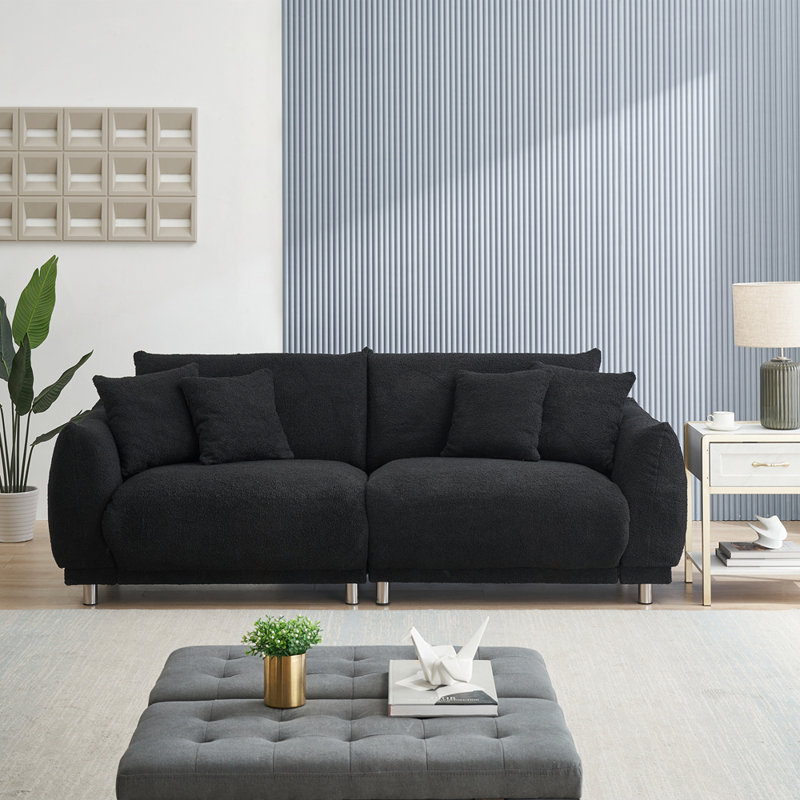 Canapé modulaire à accoudoirs arrondis 86,6 po Ambus, Ours en peluche noir