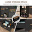 Îlot de cuisine avec table à manger extensible, armoire de rangement, tiroirs, dessus brun rustique, piètement en chêne noir-374892674