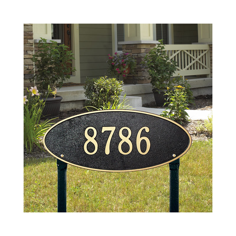 Madison 1-Line Lawn Address Sign, Bronze and Gold, Yes