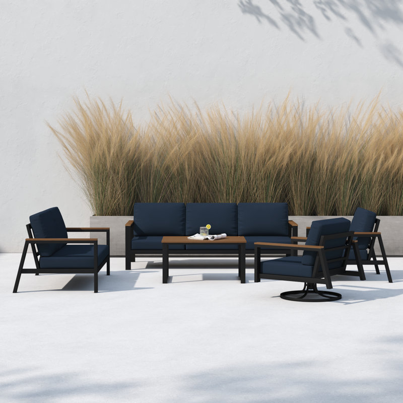 Townsend 7 - Person Patio Conversation Set with Cushions, Canvas Navy Sunbrella® Canvas
