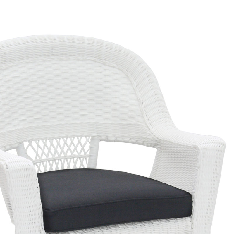 Chaise de patio avec coussins, Noir, Blanc