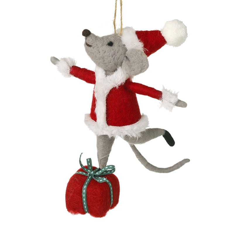 Hanging Santa Mouse Decoration