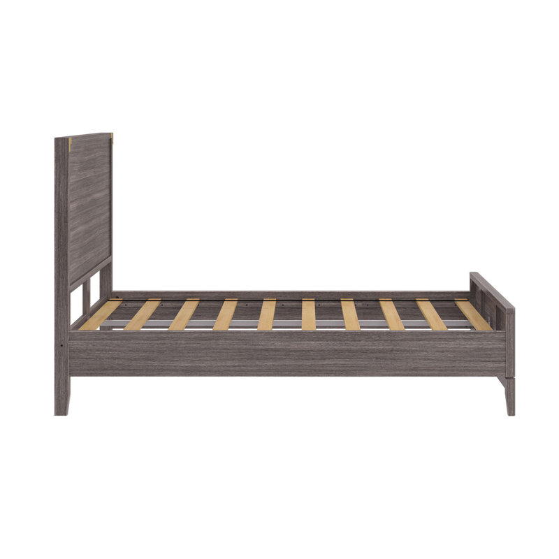 Aydin Solid Wood Panel Bed, Clay