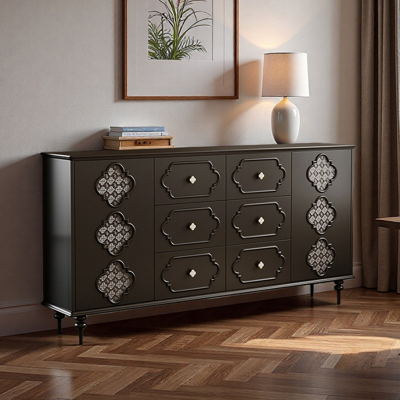French style fashionable storage shoe cabinet, Black, 37.4" H x 62.99" W x 13.78" D