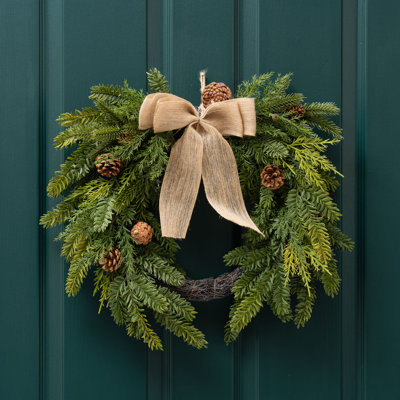 50cm Real Touch Wreath with Hessian Bow