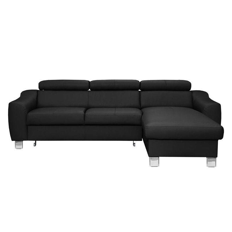 Avaiyah Leather Chaise Sofa with Sleeping Function and Storage, Yes, Black, Right Hand Facing