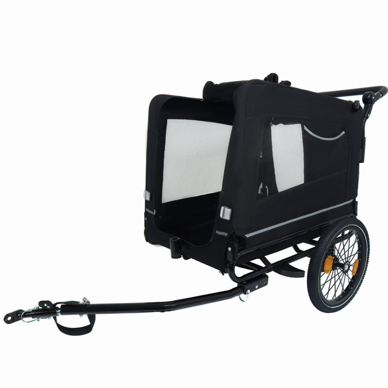 Très grand chariot-poussoir et poussette 2 en 1 pour animaux de compagnie - noir, capacité de 88 lb avec attelage amovible, roue pivotante à 360 ° et roues tout-terrain à dégagement rapide