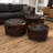 Ademide Wooden Dark Brown Storage Ottoman with Tufted Top Set