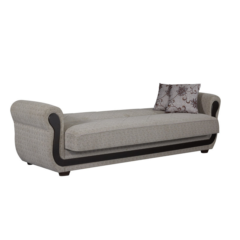 Canapé-lit en coton à accoudoirs arrondis de 91 po Zaylee, Beige