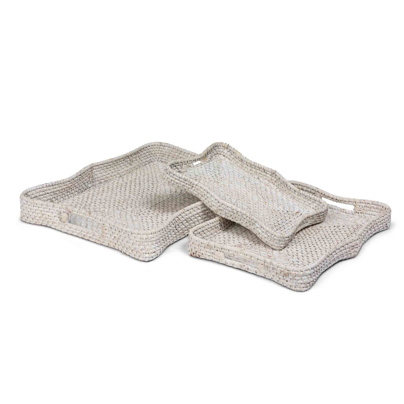 Sanibel Scalloped Tray, Set of 3, Cream