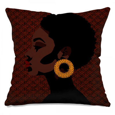 Profile Woman Earrings Double Sided Throw Pillows