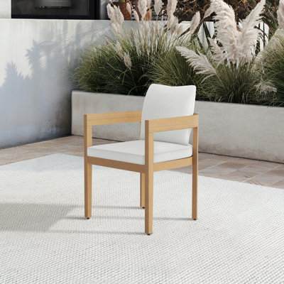 Chaise de patio en bois d'acacia massif Pablo, naturel / blanc