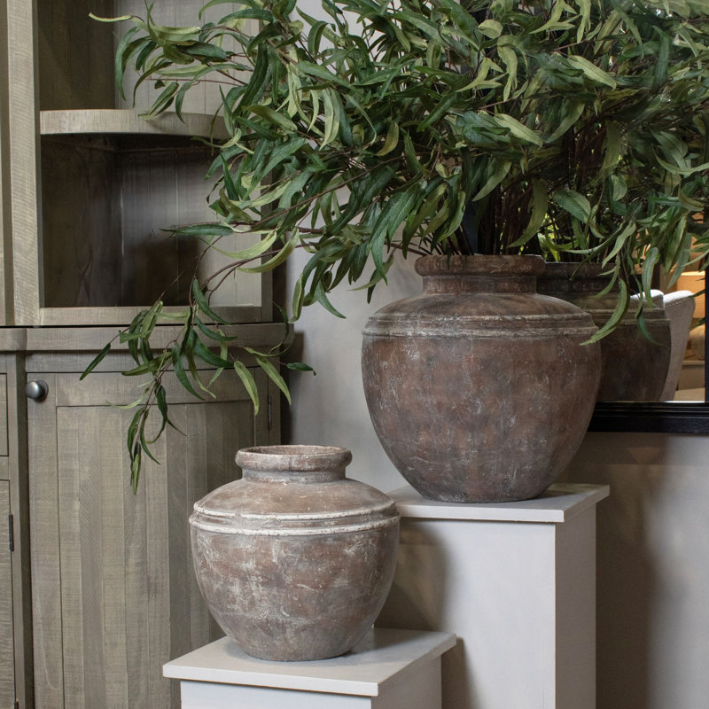 Marina Handmade Ceramic Urn Planter, Brown, 39cm H x 37cm W x 37cm D