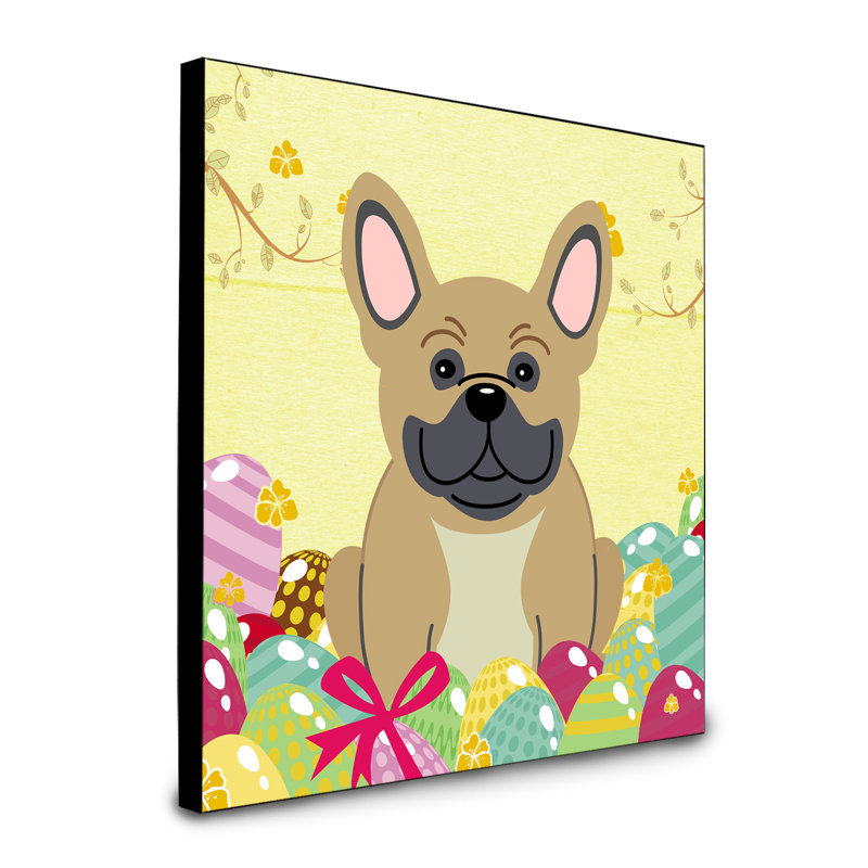 Panneau mural d’art œufs Sentire, Bouledogue français crème