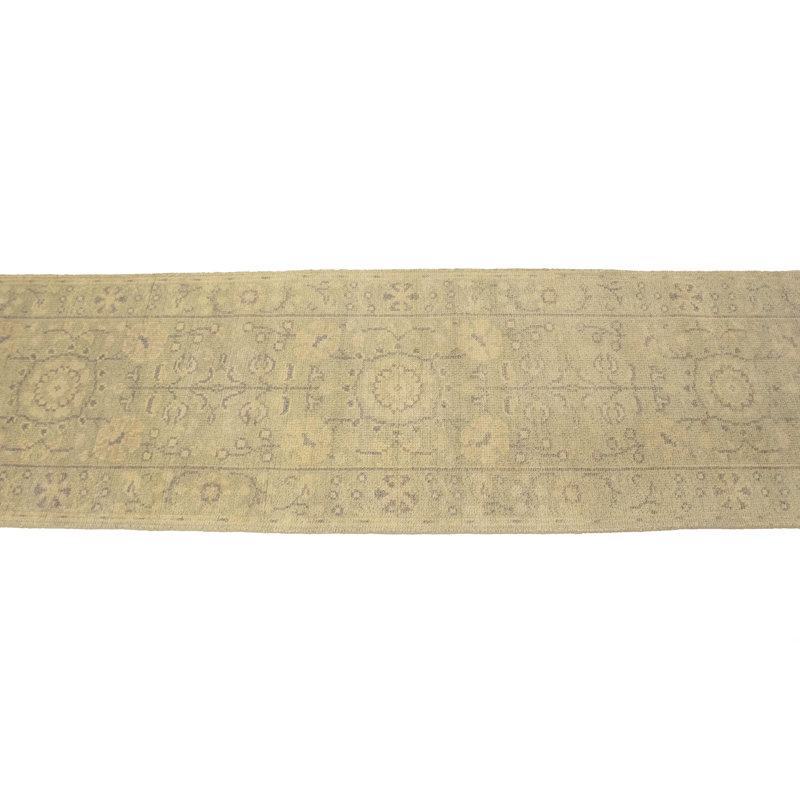 Tapis de couloir oriental vert fait à la main 2X10