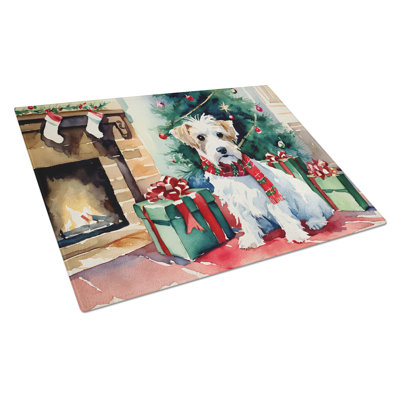 Grande planche à découper en verre Sealyham Terrier Cozy Christmas