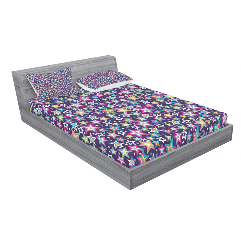 Microfiber Geometric Sheet Set, Queen Sheet Set with Fitted Sheet