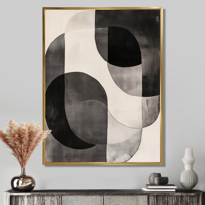 Black White Abstract Wall Art, Monochrome Curve Canvas, Geometry  Black And White Minimal Curves