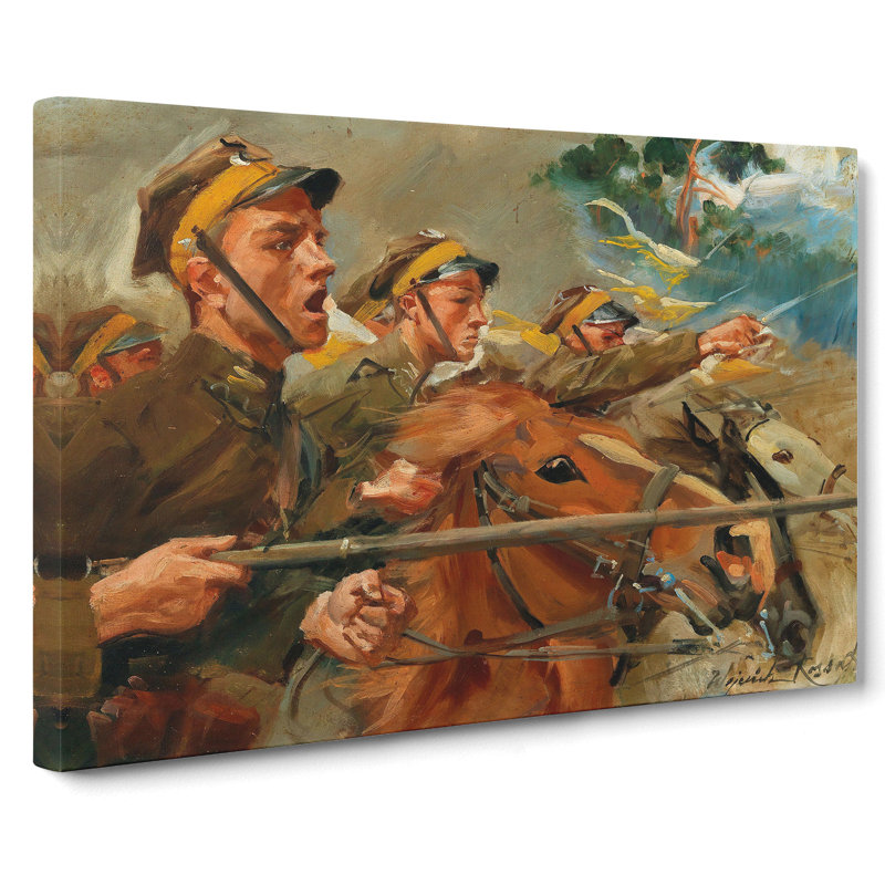 Attack by Wojciech Kossak - Wrapped Canvas Painting, 35cm H x 50cm W x 3cm D