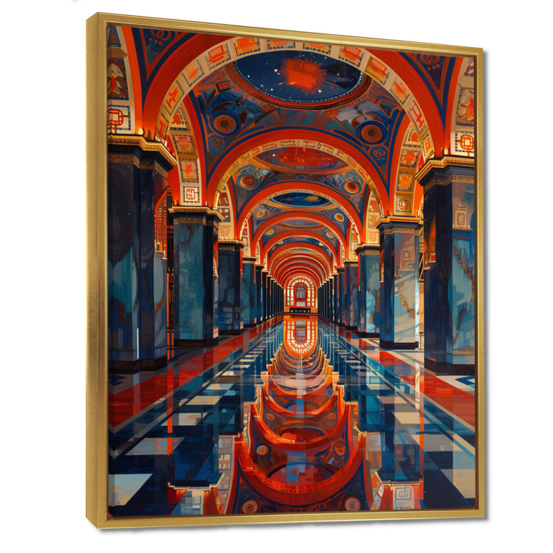 Musulmane, Temple II, art mural, H 30 po x l 40 po x P 1,5 po, Toile avec cadre flottant or