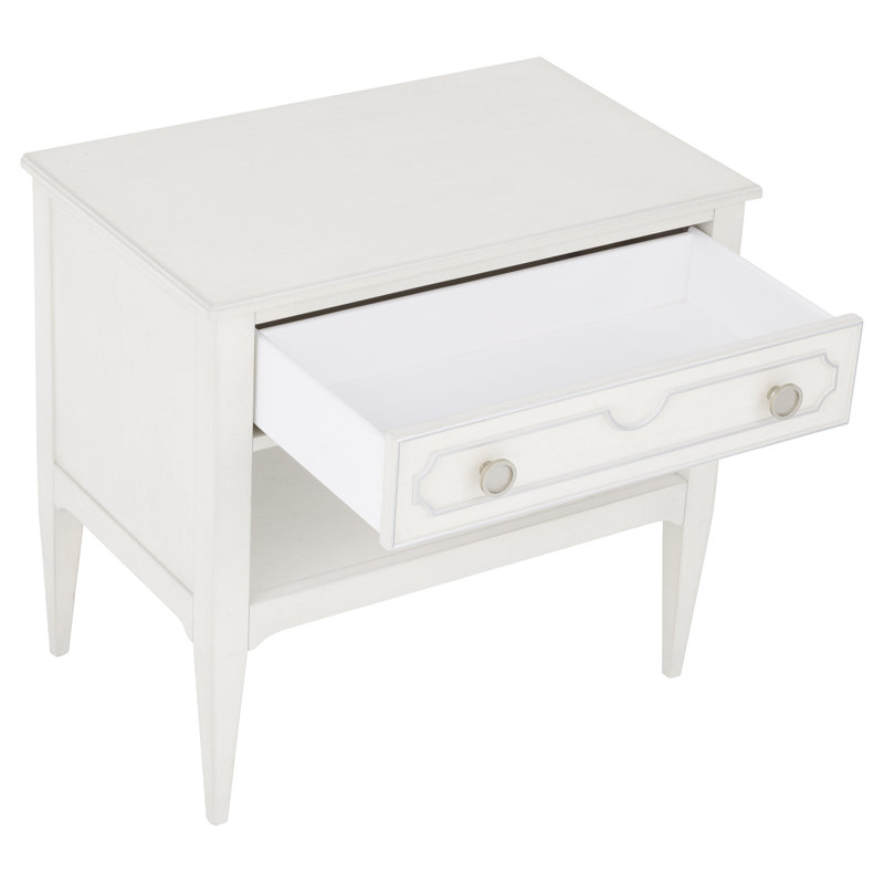 1 - Drawer Nightstand, Linen/Antique Pewter