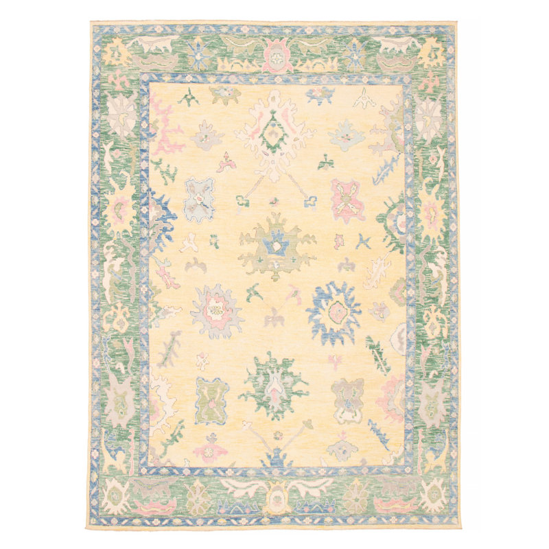Tapis unique en laine noué à la main de style nouvel âge de 9 pi 1 po x 12 pi 2 po Pershing