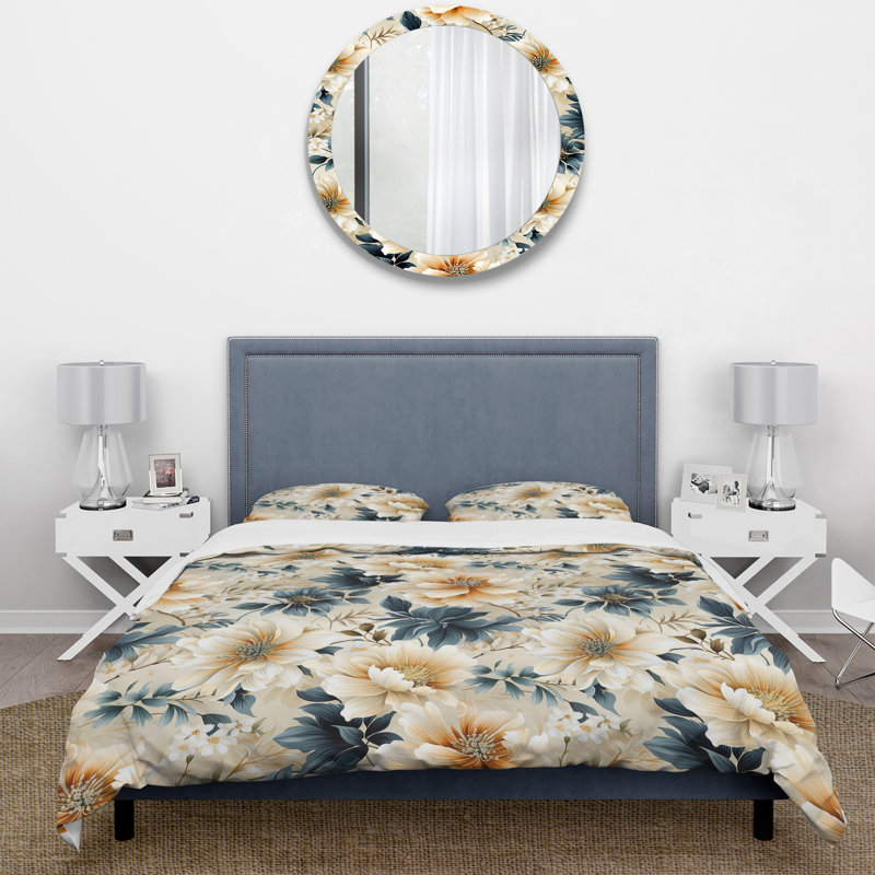 Ensemble de housse de couette à motif floral en microfibre Coastal Tranquil Blooms
