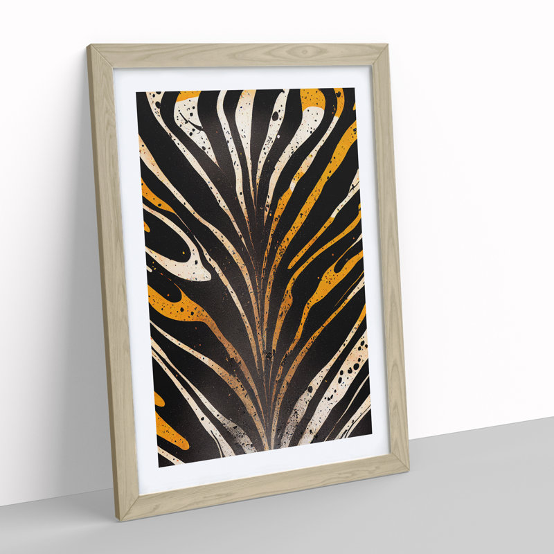 Zebra Skin Stripes No.1 - Single Picture Frame Painting, 34cm H x 25cm W x 2cm D, Oak