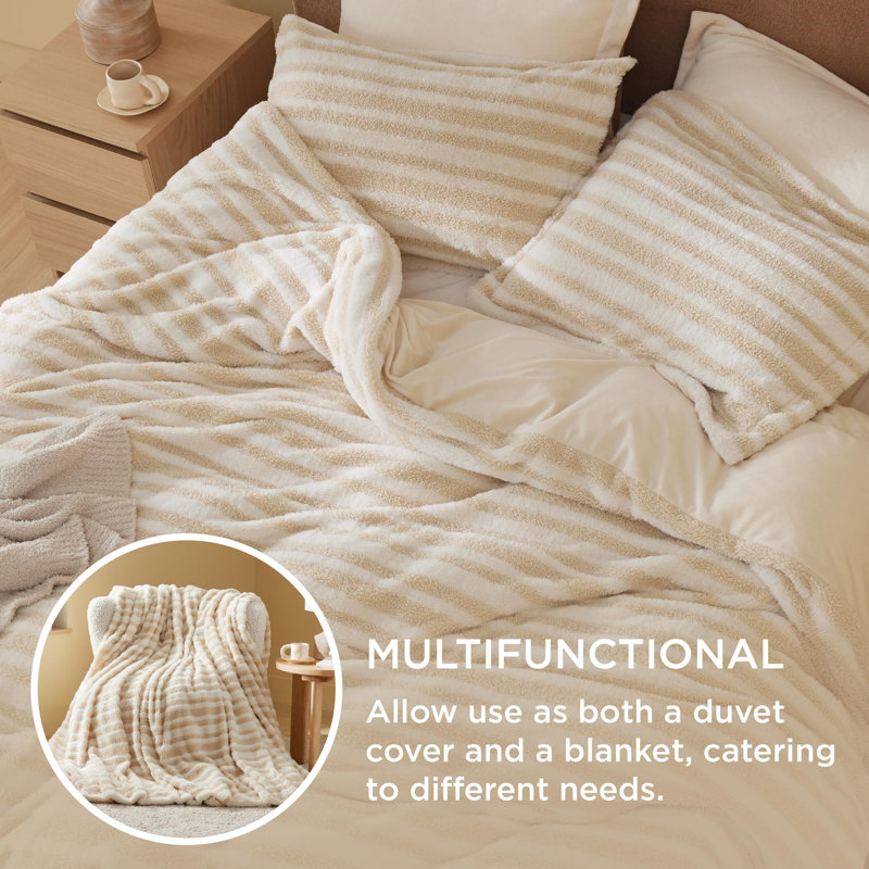 Ensemble de housse de couette en polaire, Housse de couette pour très grand lit, Beige
