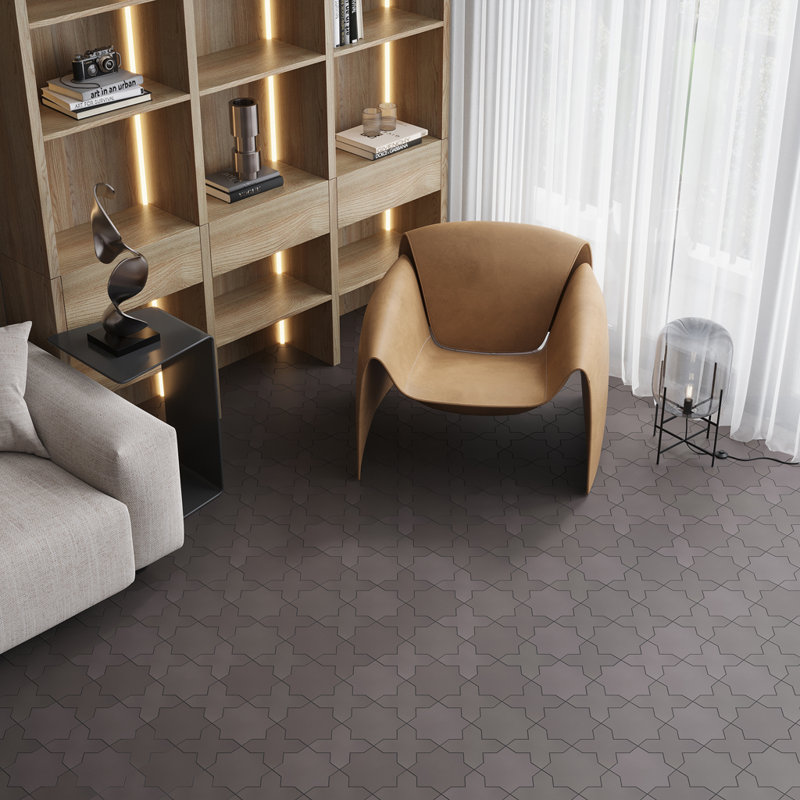 Seville 5 X 5 In. Matte Porcelain Cross Wall And Floor Tile (5.31 Sq Ft/Case) - 34 Pack, Graphite Black