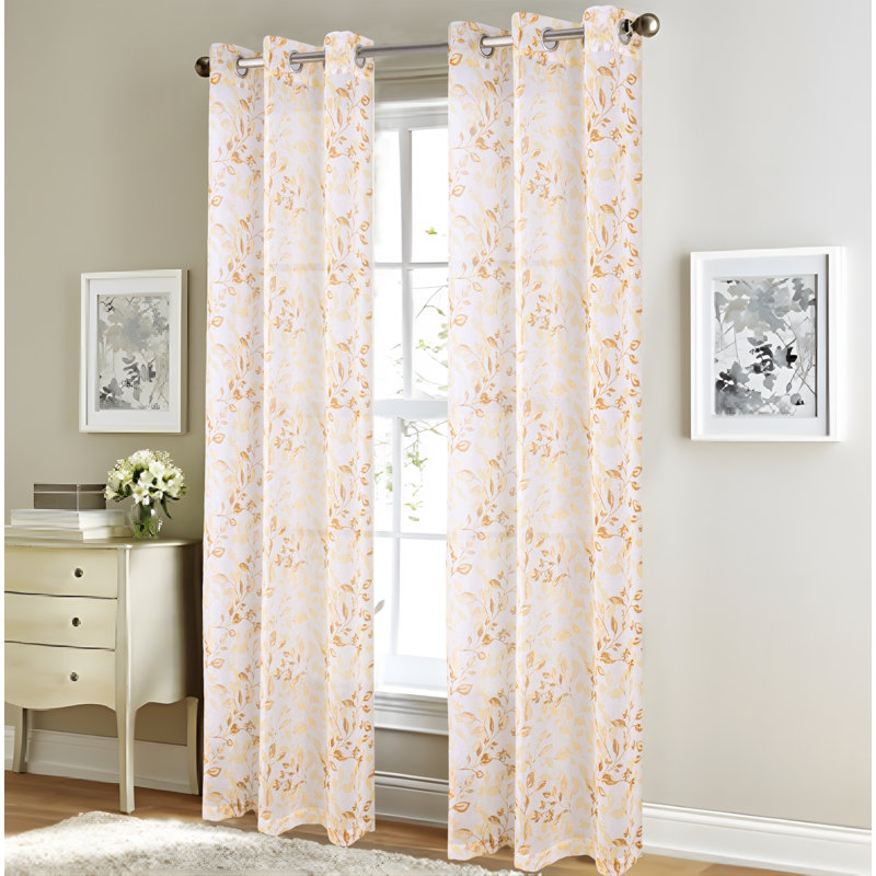 Debartolo Metallic Sheer Window Curtain Panel Pair, Gold