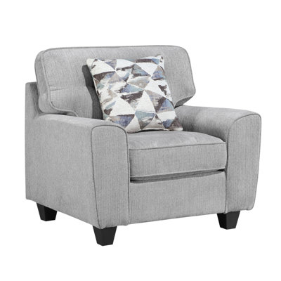 Durable Chenille Fabric Living Room Chair with Decorative Pillow Gray Contemporary Design Furniture 1pc