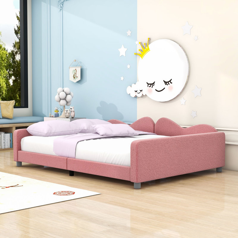 Lit de jour rembourré avec tissu sherpa, Double, Rose