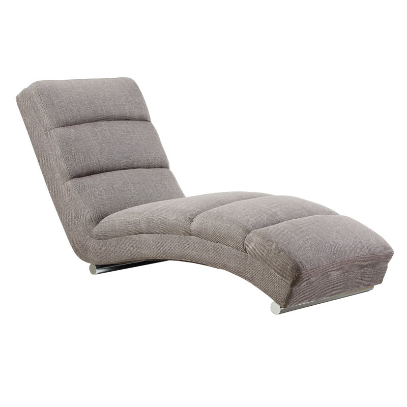 Aliese Upholstered Chaise Lounge, Grey/Brown/Blue