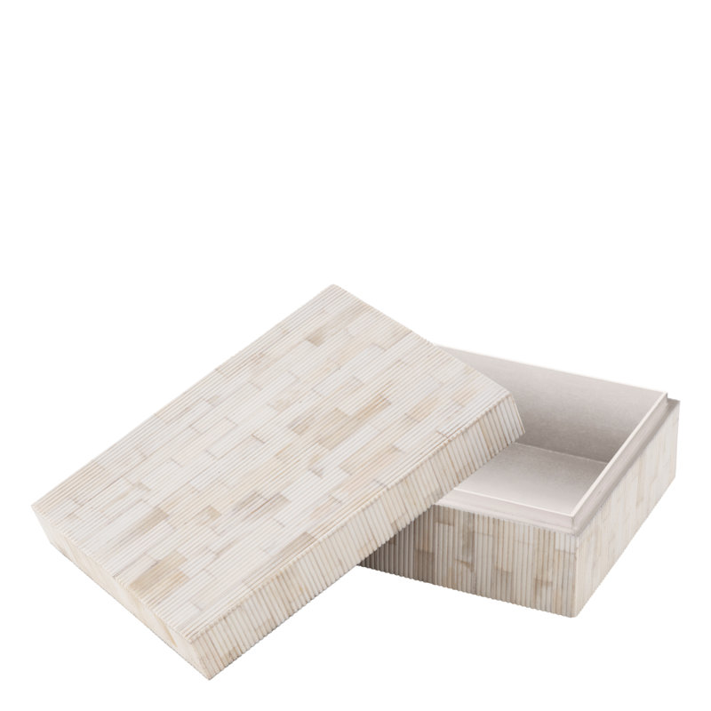 Scoop Handmade Bone Decorative Box, 4.13" H x 11.02" W x 8.27" D