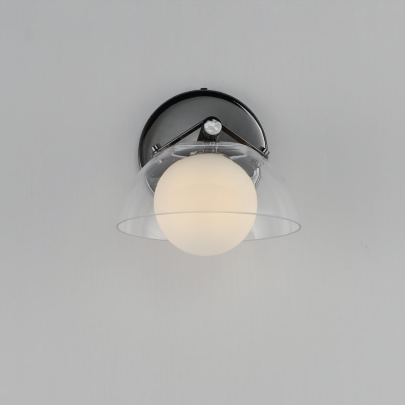 Domain 1 - Light Armed Sconce, Black, Clear